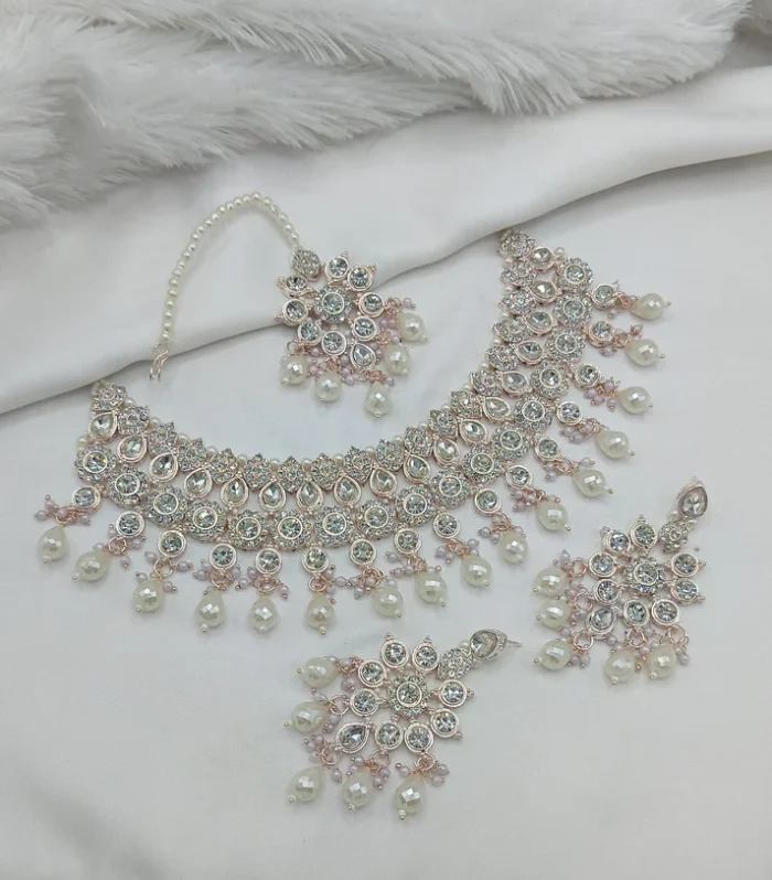 Classic Pearl Bridal Choker Set - Zaariyah Premium Collection